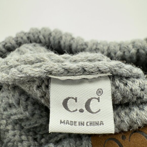 CC Brand  Lite Heather Gray Knit Beanie Chunky Ribbed Acrylic Slouch Hat - Picture 4 of 5